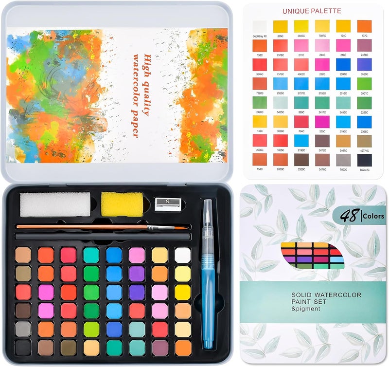 Casleevf Valentines Day Gifts for Kids Watercolor Paint - Water Color Paint Adult Sets for Kids Boys Girls Teens Water Colors Paint Palette Stocking Stuffers Christmas Arts and Crafts Art Supplies Travel Mini Watercolor Set - Image 1